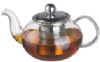 classic clear bloomig glass tea pot with stainless steel straine